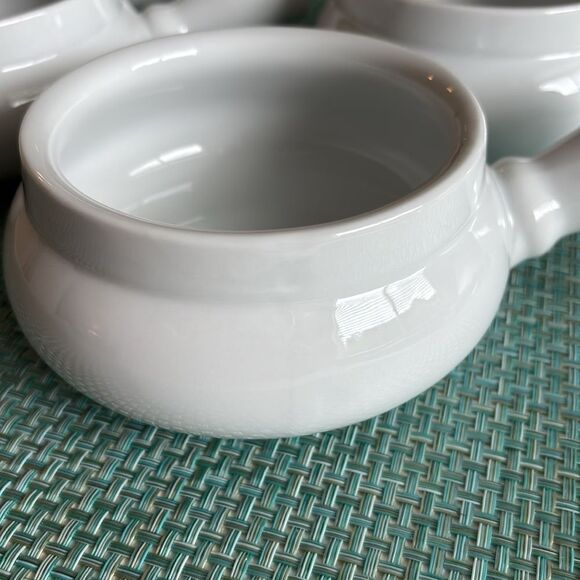 4 Sur La Table White Handle Porcelain French Onion Soup Bowls - Picture 4 of 10